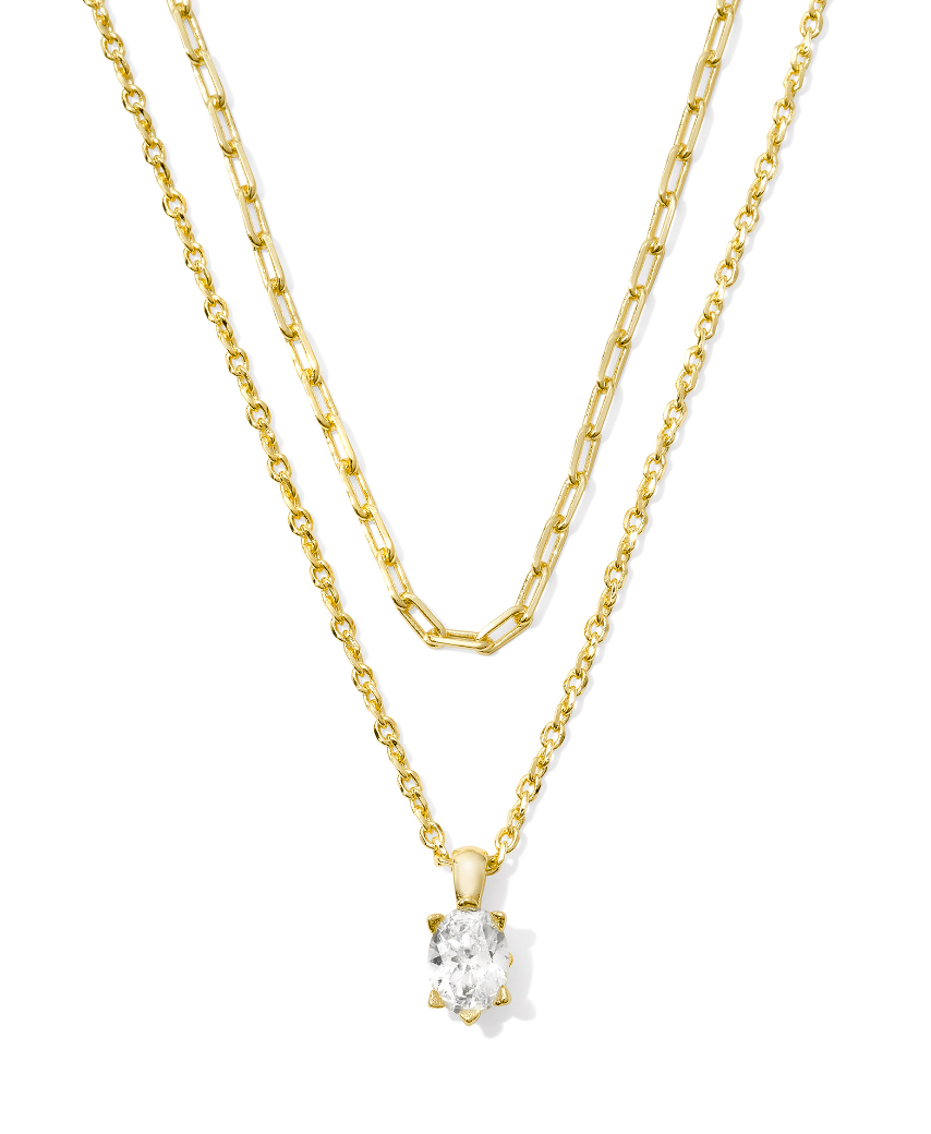 Kendra Scott Cailin Multi Strand Necklace Gold White Crystal