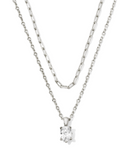 Kendra Scott Cailin Multi Strand Necklace Rhoduim White Crystal