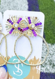 Taylor Shaye Gameday Sequin Sunburst Hoops Round Purple