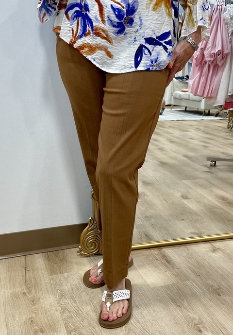Multiples Pull On Ankle Pant Bark