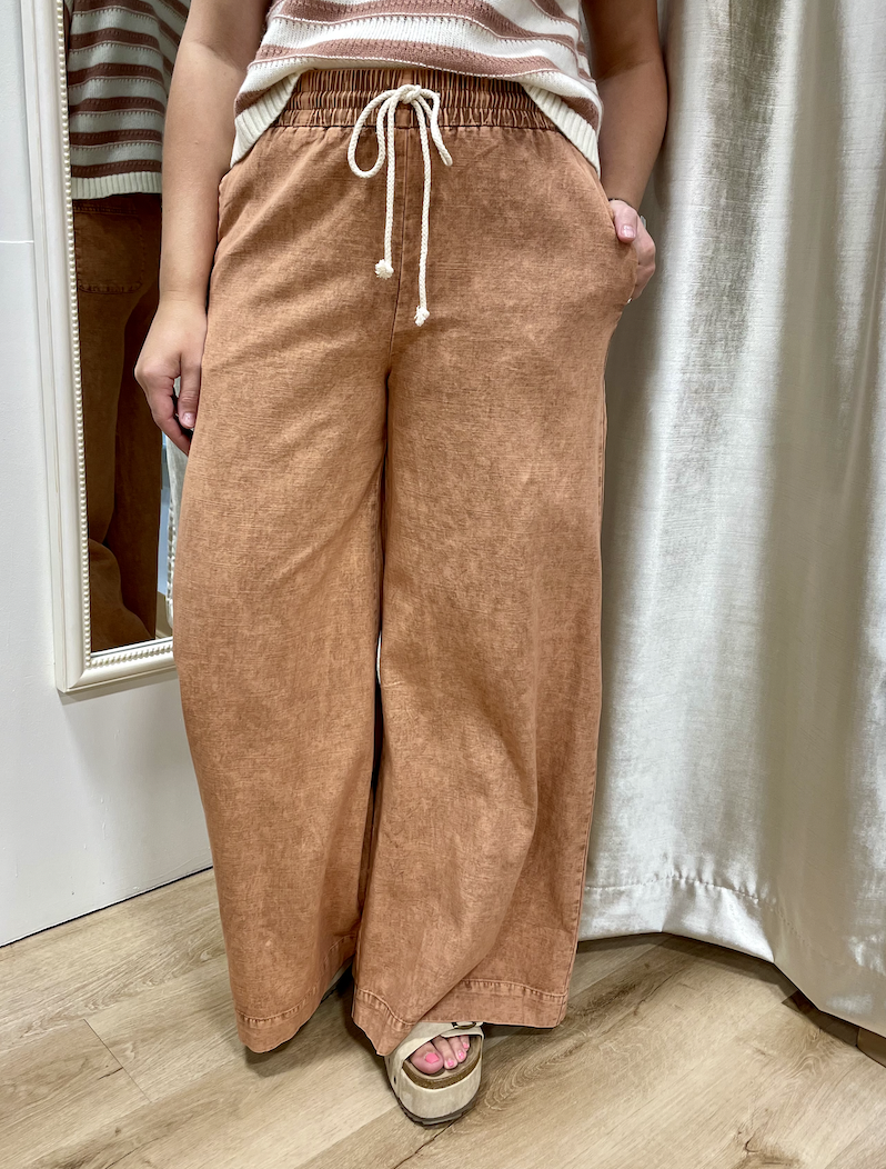 Good to Go Wide Leg Pant Brown Sugar