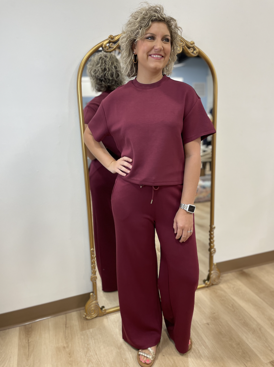 RD Style Tess 2 Piece Pant Set Oxblood