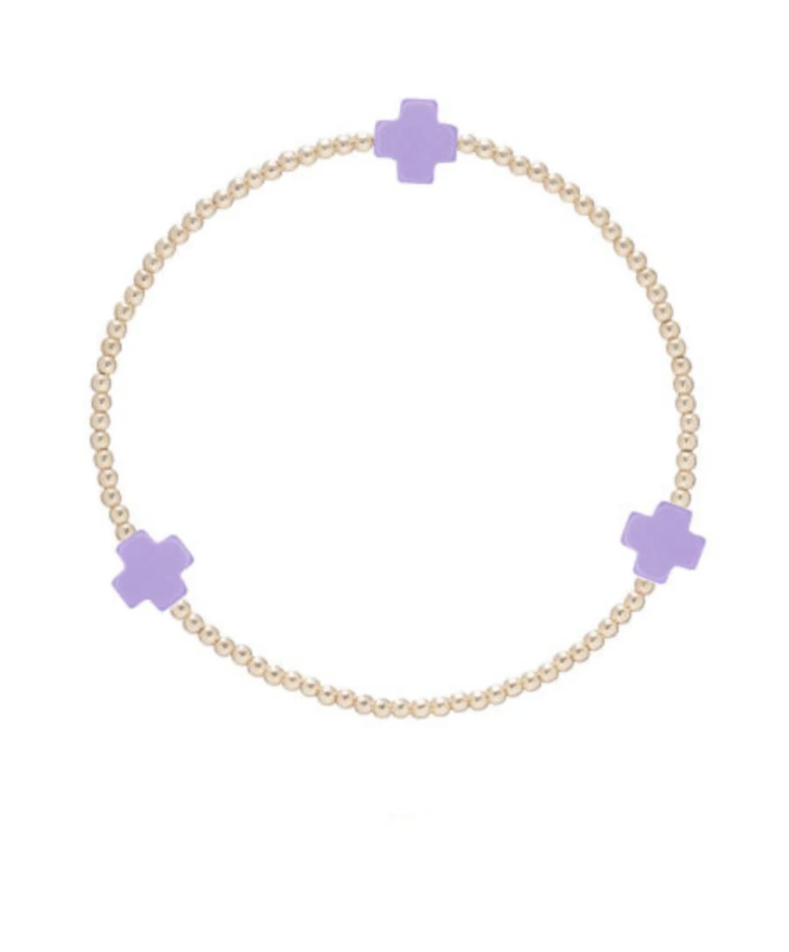 E Newton Signature Cross Gold Pattern 2mm Bead Bracelet Purple