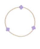 E Newton Signature Cross Gold Pattern 2mm Bead Bracelet Purple
