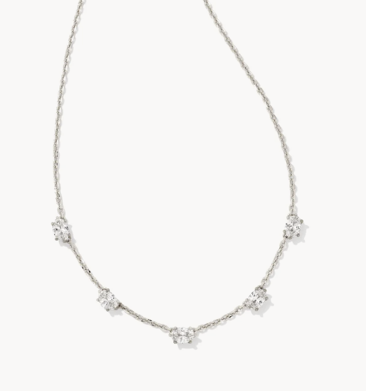 Kendra Scott Cailin Silver Crystal Strand Necklace White Crystal