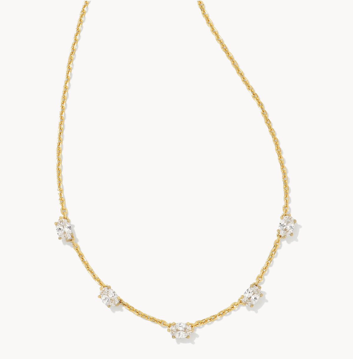 Kendra Scott Cailin Gold Crystal Strand Necklace White Crystal