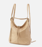 HOBO Merrin Convertible Backpack Pebbled Metallic Leather Dusty Gold