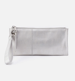 HOBO Vida Wristlet Metallic Leather Silver