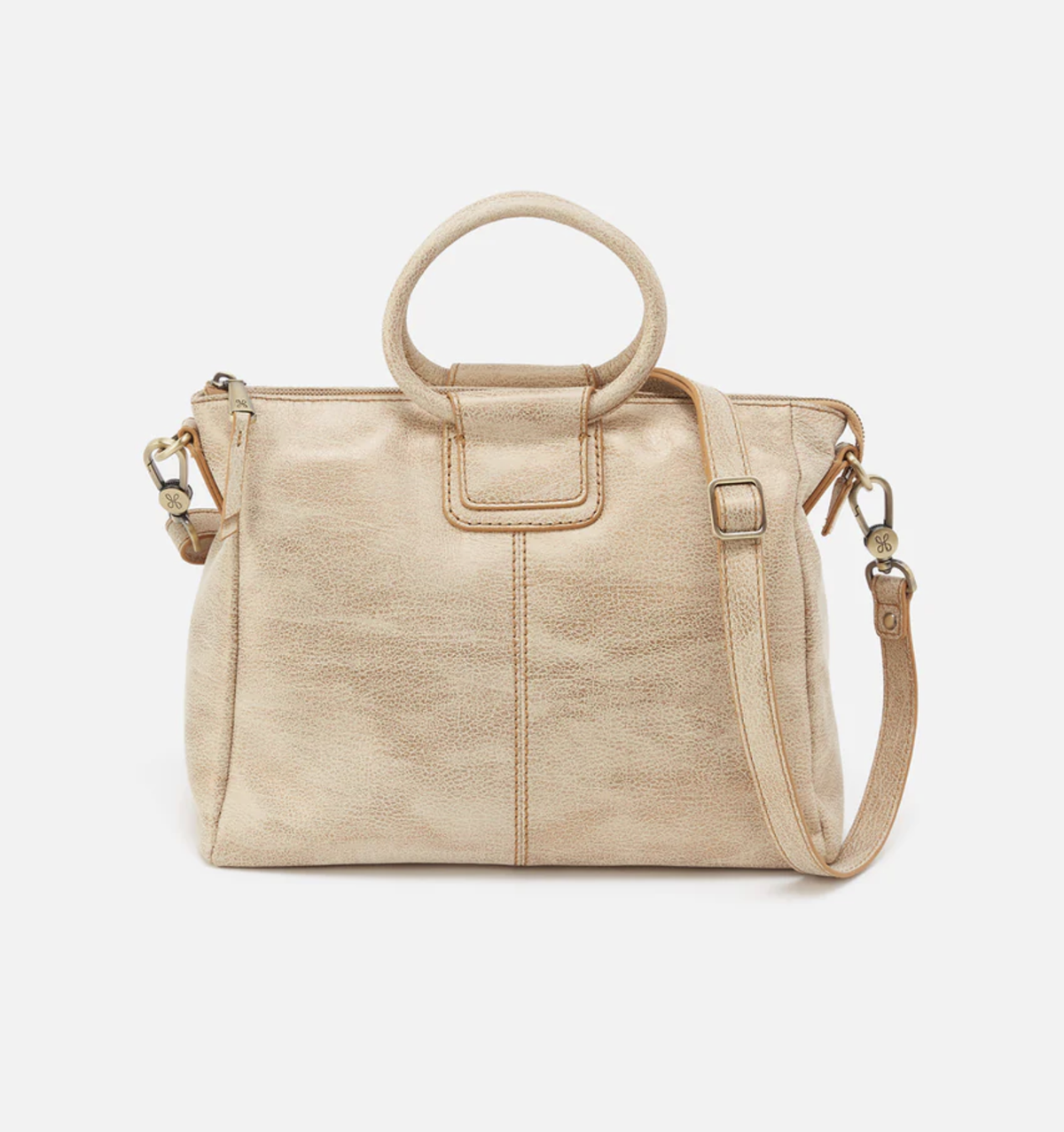 HOBO Sheila Medium Satchel Metallic Leather Gold Leaf