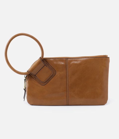 HOBO Sable Wristlet Polished Leather Truffle