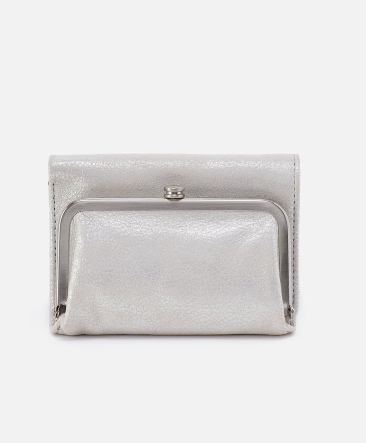HOBO Robin Compact Wallet Metallic Leather Silver