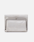 HOBO Robin Compact Wallet Metallic Leather Silver