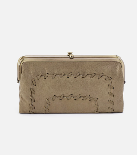 HOBO Lauren Clutch-Wallet Metallic Leather Burnished Sage