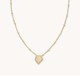 Kendra Scott Framed Gold Tess Satellite Short Pendant Necklace Iridescent Drusy