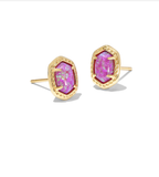 Kendra Scott Daphne Framed Stud Earrings Gold Magenta Opal