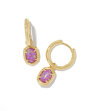 Kendra Scott Daphne Framed Huggie Earrings Gold Magenta Opal