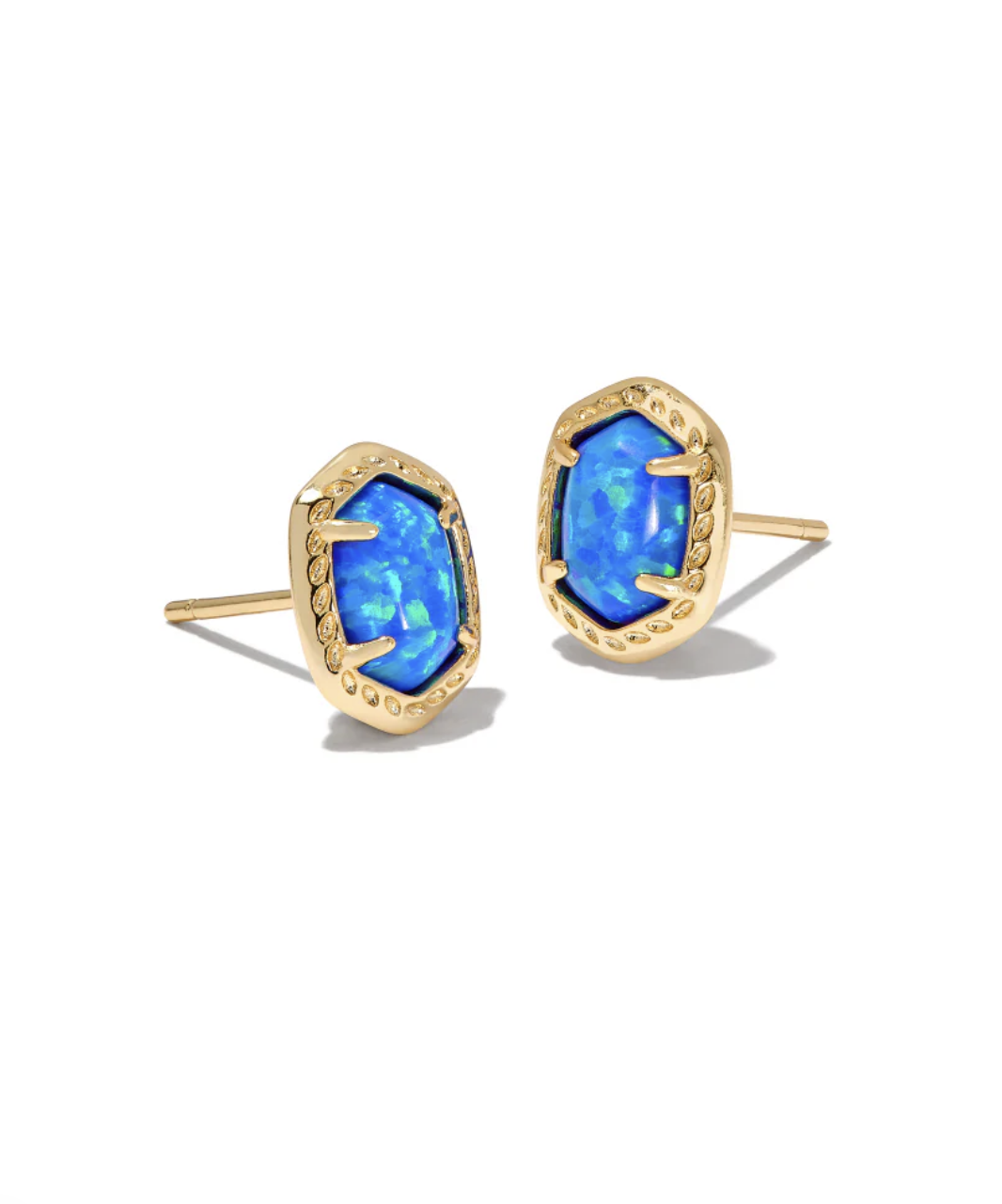 Kendra Scott Daphne Framed Stud Earrings Gold Bright Blue Opal