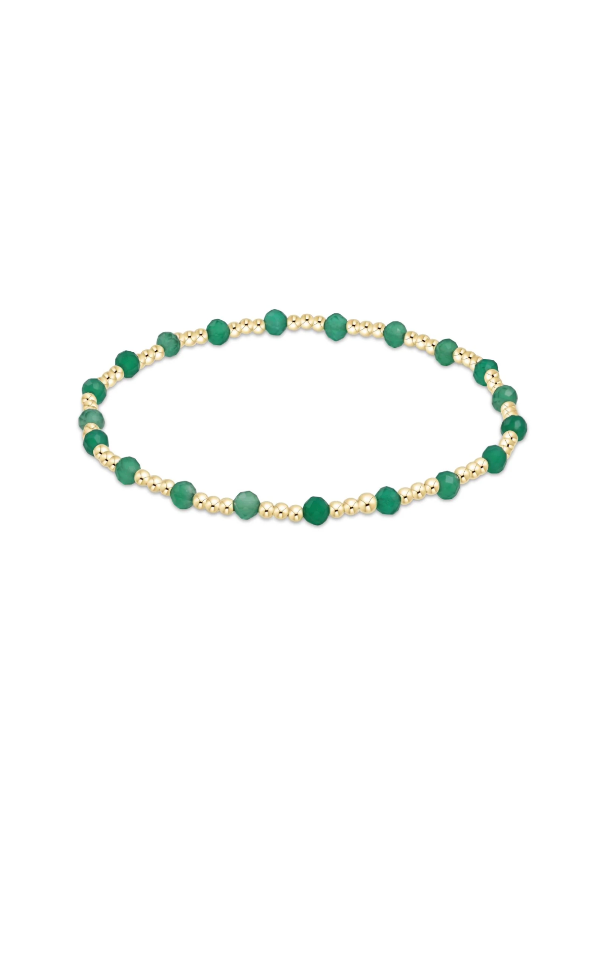 E Newton Gold Gemstone Sincerity 3mm Bracelet Green Onyx