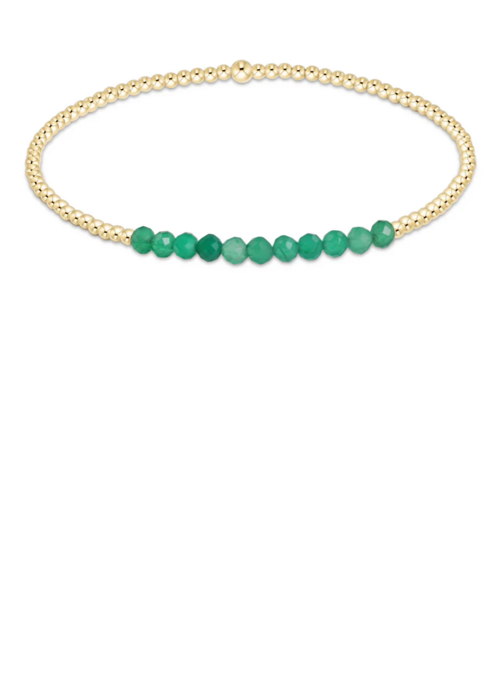 E Newton Gold Bliss 2mm Bracelet Green Onyx