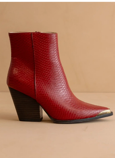 Frankie Red Toe Capped Bootie