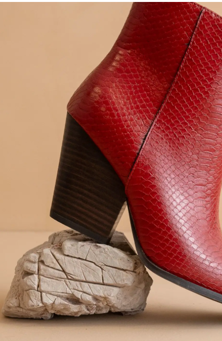 Frankie Red Toe Capped Bootie