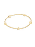 E Newton Signature Cross Small Gold Pattern 2mm Bead Bracelet