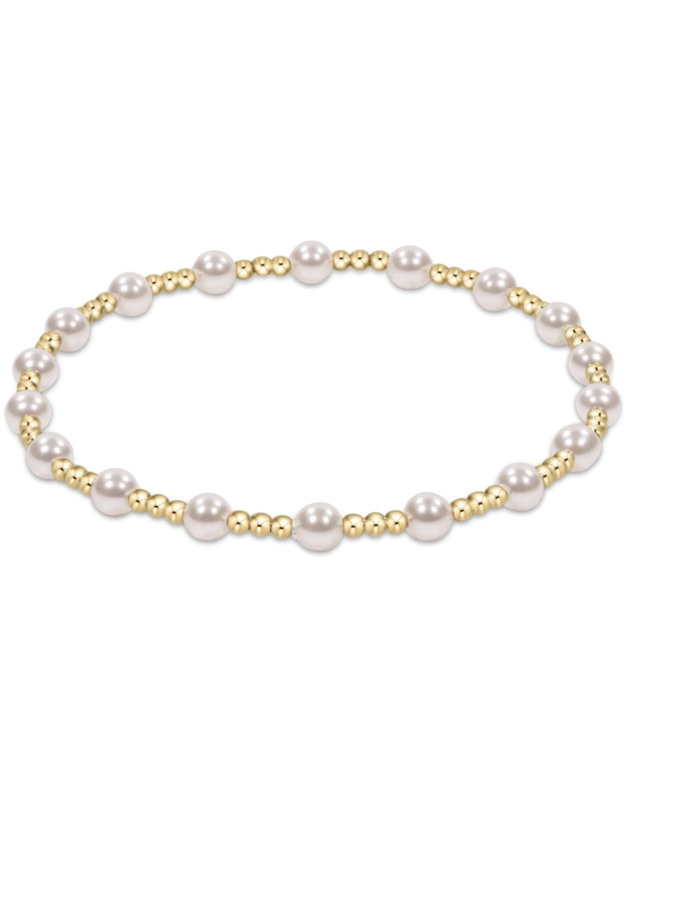 E Newton Classic Sincerity Pattern 4mm Bead Bracelet - Pearl