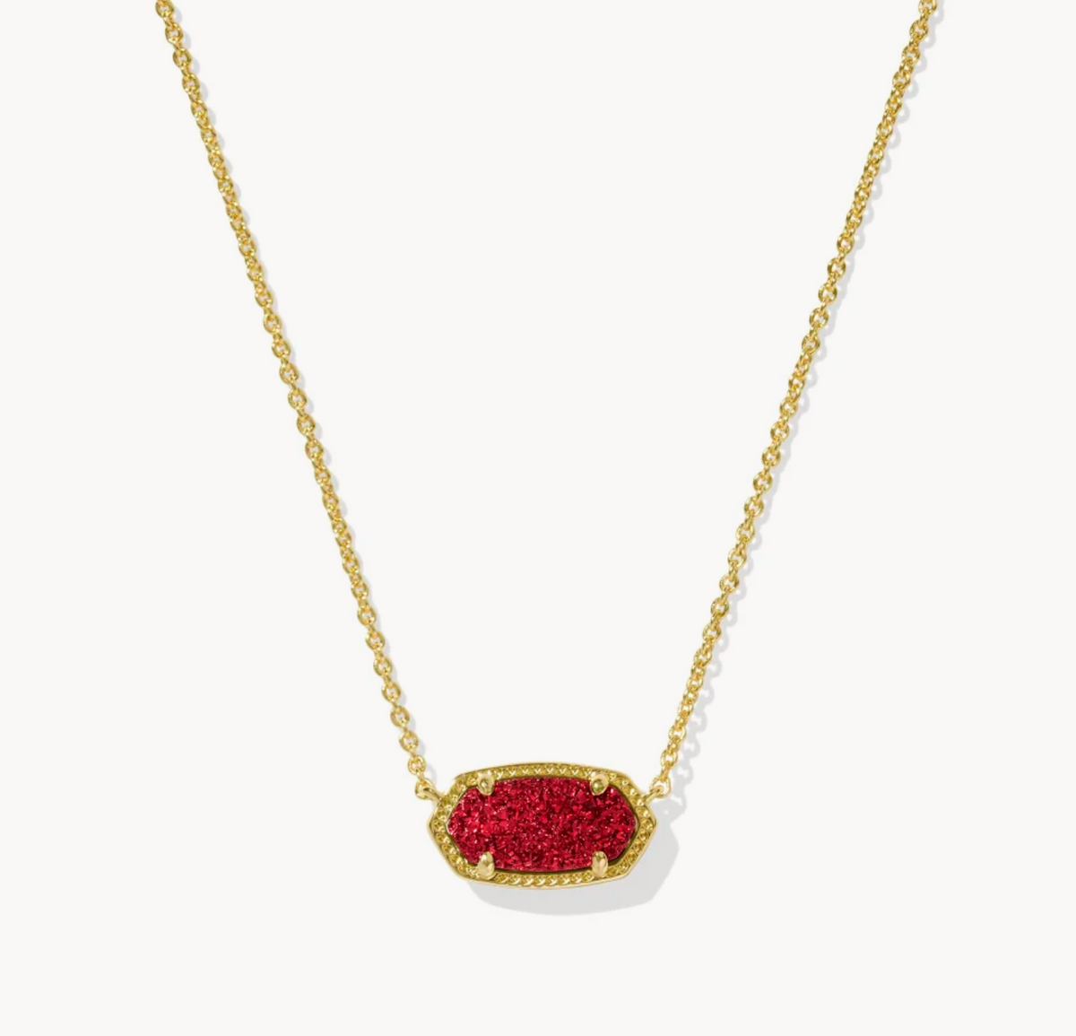 Kendra Scott Elisa Gold Short Pendant Necklace Bright Red Drusy