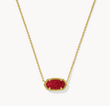 Kendra Scott Elisa Gold Short Pendant Necklace Bright Red Drusy