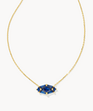 Kendra Scott Lindy Rae Elisa Gold Short Pendant Necklace Blue Crystal