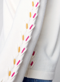 Charlie B V Neck Sweater W Embroidery Details Ecru