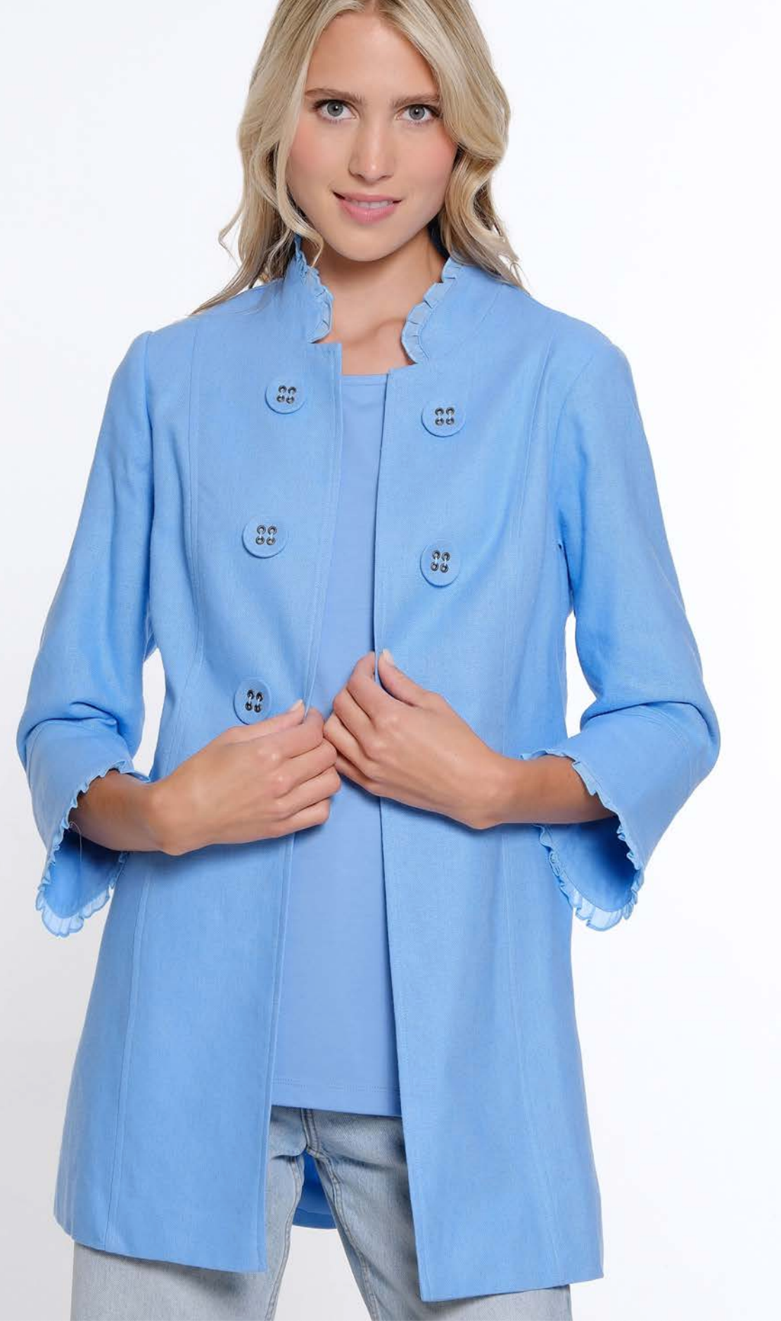 Multiples Stand Collar Lined Jacket Cornflower