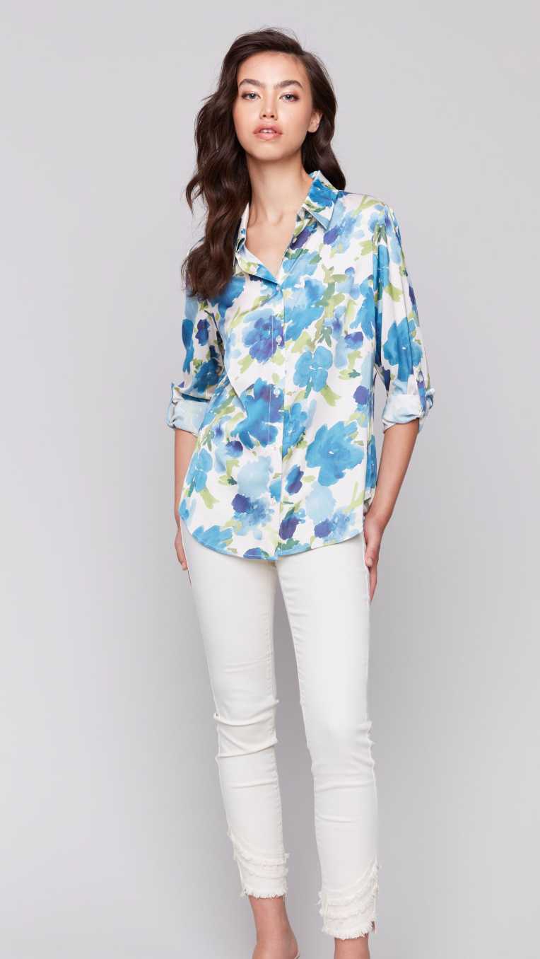 Charlie B Printed Shirt Lime