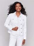 Charlie Fringe Denim Jacket White