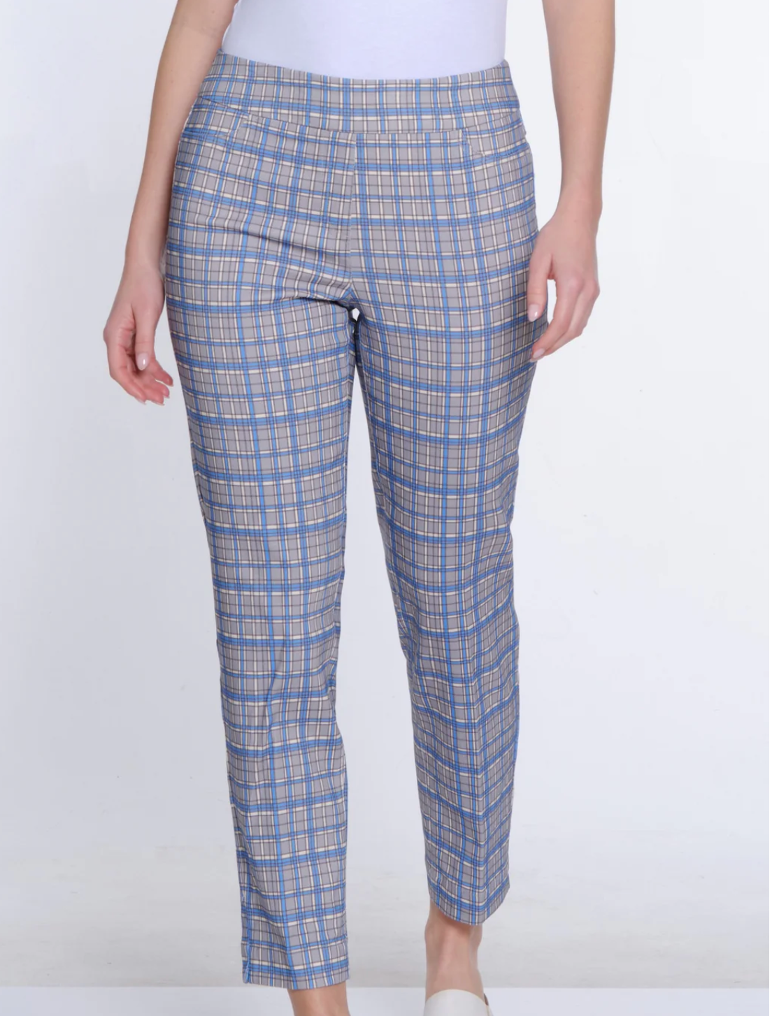 Multiples Pull On Plaid Pants