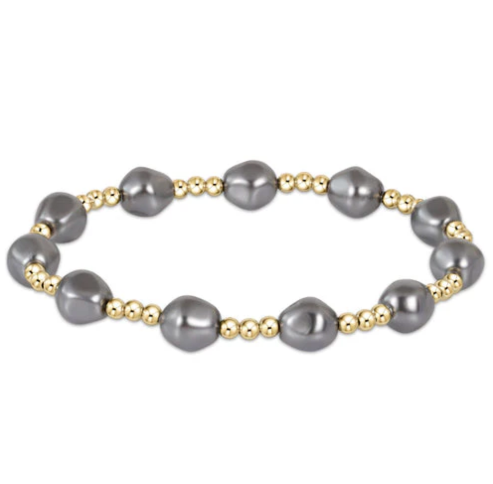 E Newton Extends Admire Gold 3mm Dark Grey Pearl Bracelet