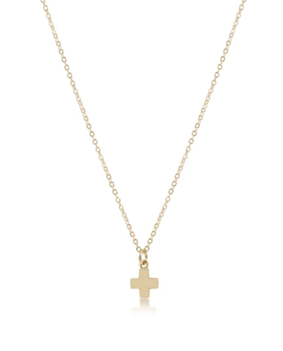 E Newton 16" Necklace Gold Signature Cross Small Gold Charm