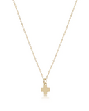 E Newton 16" Necklace Gold Signature Cross Small Gold Charm