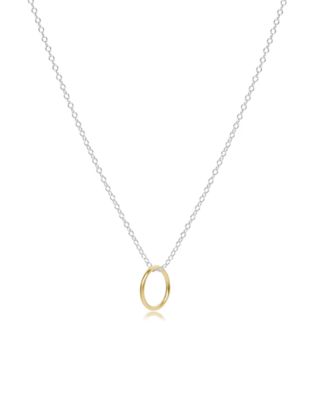 E Newton 16" Necklace Sterling Mixed Metal Halo Gold Charm