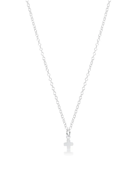 E Newton 16" Necklace Sterling Signature Cross Small Sterling Charm