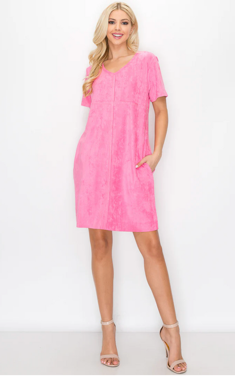 Joh Audrey V Neck Short Sleeve Dress Bubble Gum