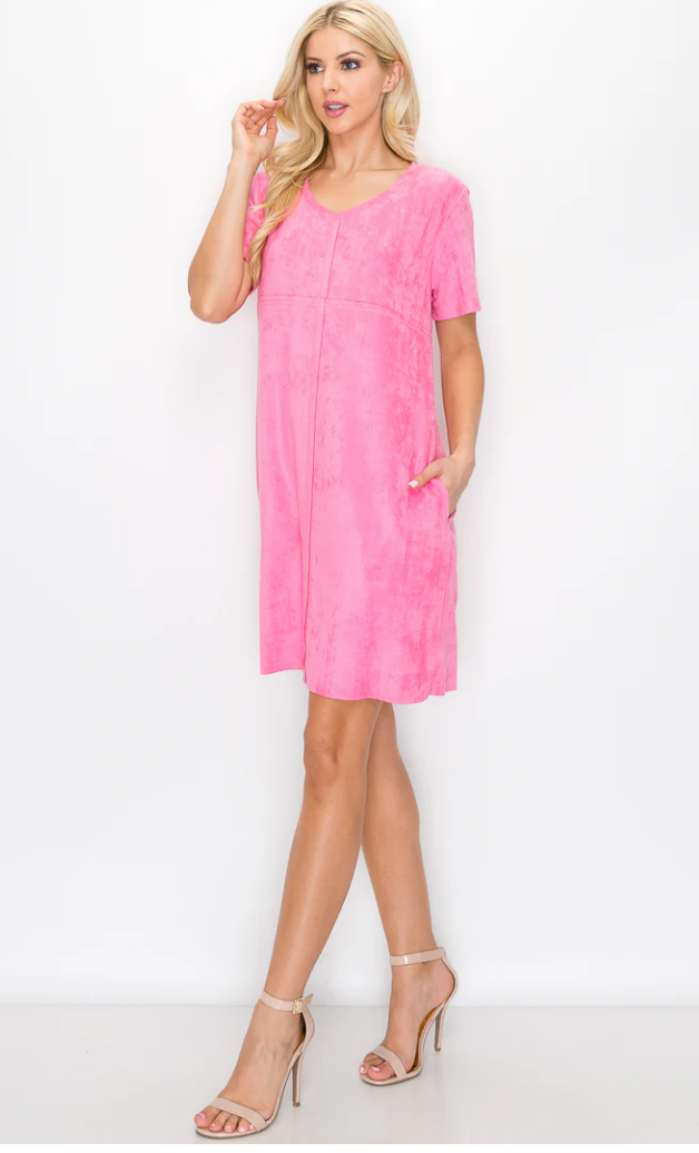 Joh Audrey V Neck Short Sleeve Dress Bubble Gum