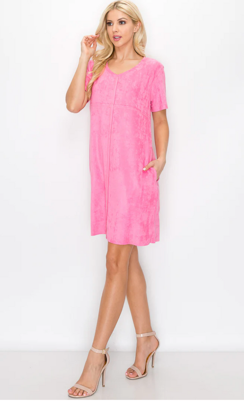 Joh Audrey V Neck Short Sleeve Dress Bubble Gum