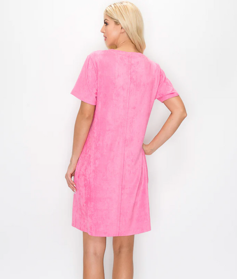 Joh Audrey V Neck Short Sleeve Dress Bubble Gum
