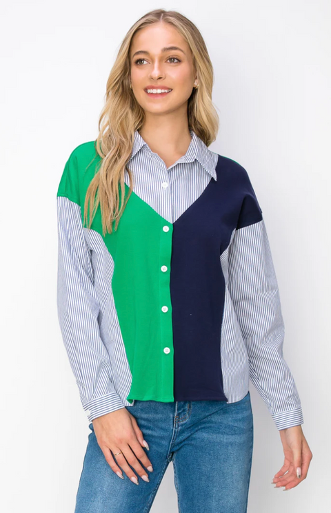 Joh Wynn Colorblock Stripe Top