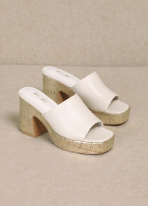 Summer Platform Chunky Heel Slip-On Sandals White