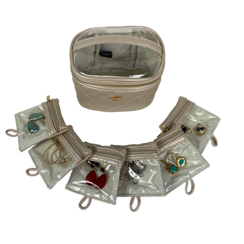 PurseN Getaway Jewelry Case Pearl Quilted