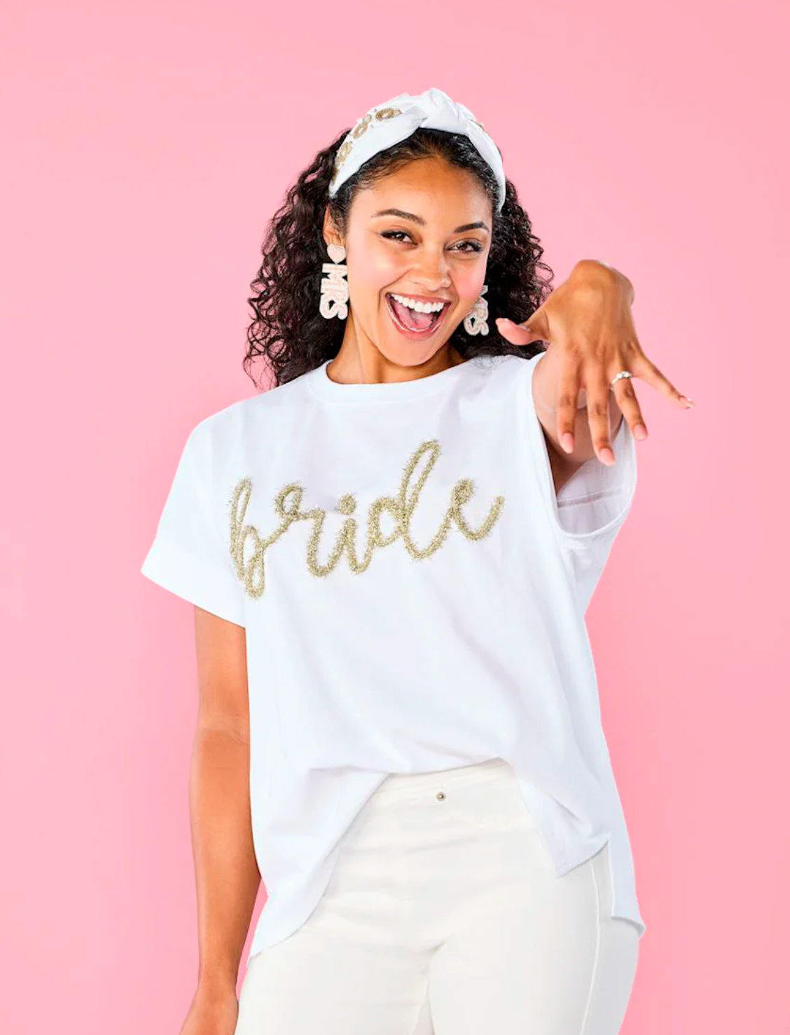 Mud Pie BRIDE Top White One Size