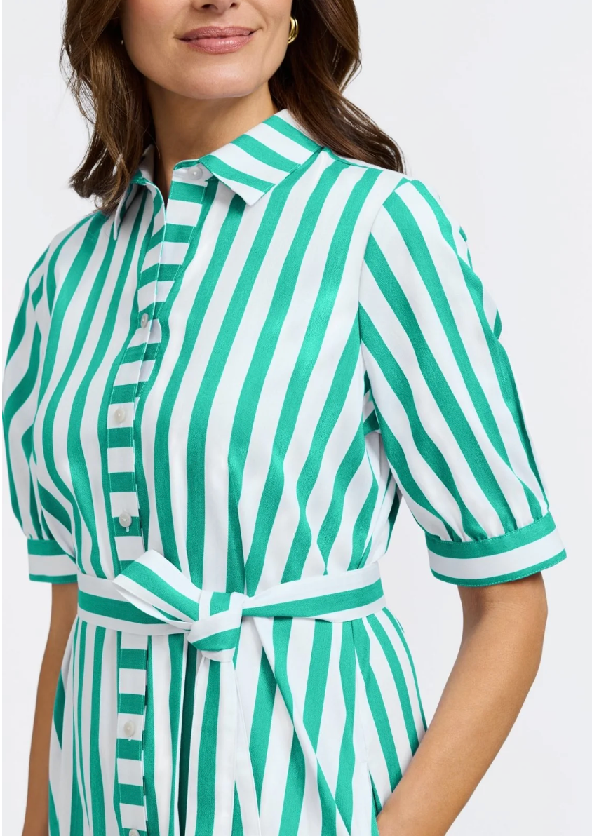 Foxcroft Esther Springtime Stripe Elbow Sleeve Dress