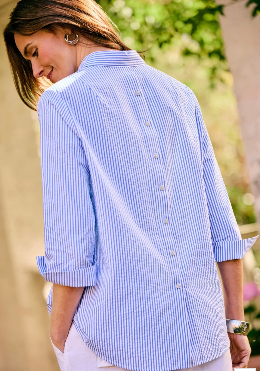 Foxcroft Therese Seersucker Popover Shirt